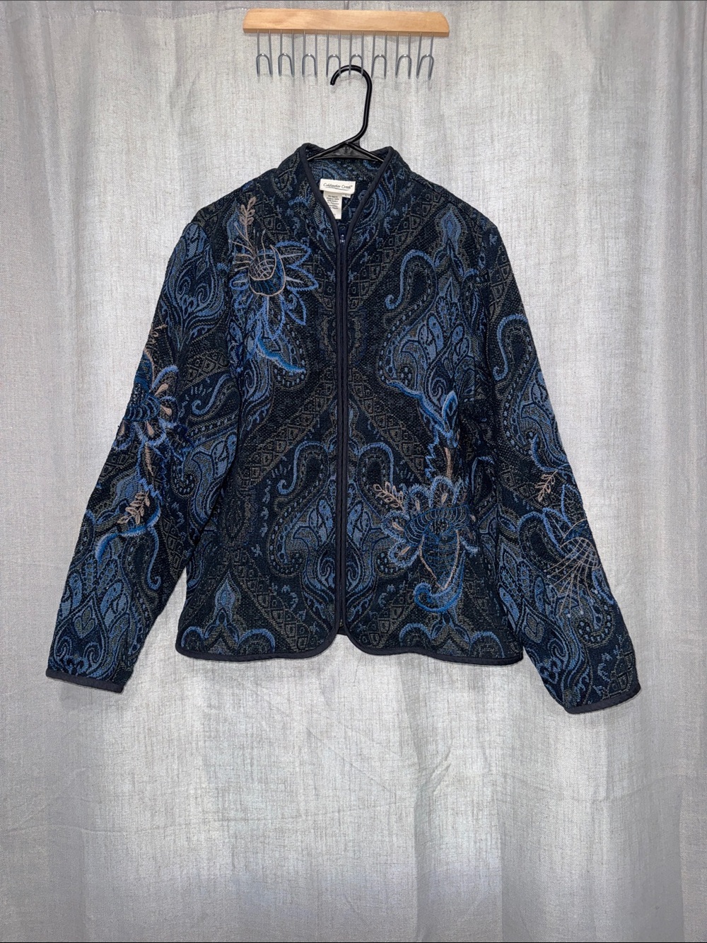 Coldwater Creek Vintage Embroidered Paisley Tapestry Jacquard Jacket